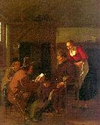 Ludolf de Jongh Messenger Reading to a Group in a Tavern oil
